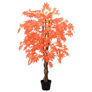 vidaXL Kunstmatige Ahornboom Rood 80 x 16 x 120 cm Stof en Hout