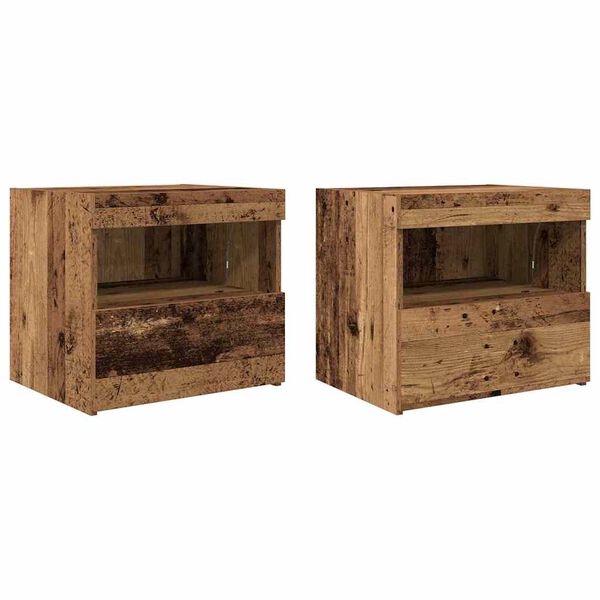vidaXL Nachtkastje met lade 2 pcs Oudhout 50 x 40 x 45 cm Bewerkt hout