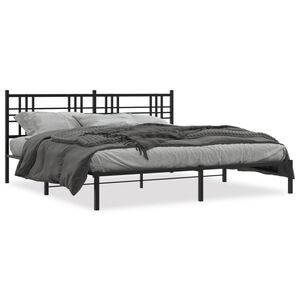 vidaXL Bedframe met hoofdbord metaal zwart 183x213 cm