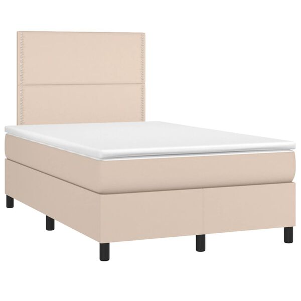 vidaXL Boxspring met matras kunstleer cappuccinokleurig 120x190 cm