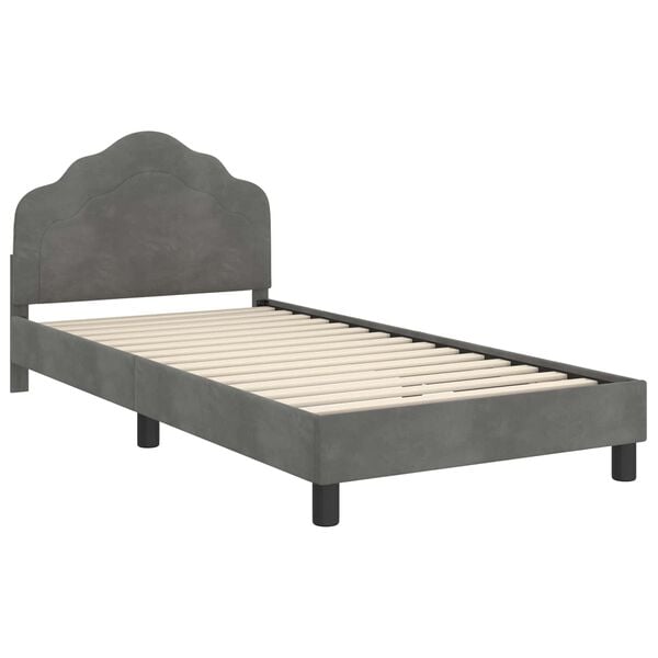 vidaXL Bedframe voor kinderen met hoofdbord Donkergrijs 90 x 200 cm