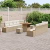 vidaXL Tuinbankenset met kussen met opslag 11 pcs Beige Poly riet