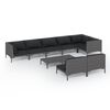 vidaXL 9-delige Loungeset met kussens poly rattan donkergrijs