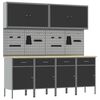 vidaXL Werk kast met lade 10 st Zwart Engineered hout en staal