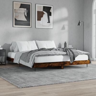 vidaXL Bedframe zonder matras hout gerookt eikenkleurig 150x200 cm