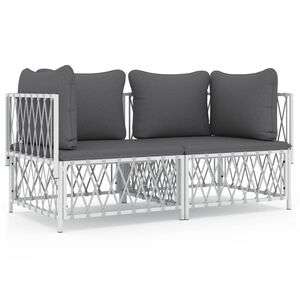 vidaXL 2-delige Loungeset met kussens staal wit