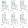 vidaXL Stoelkussens 6 st hoge rug bladpatroon oxford stof