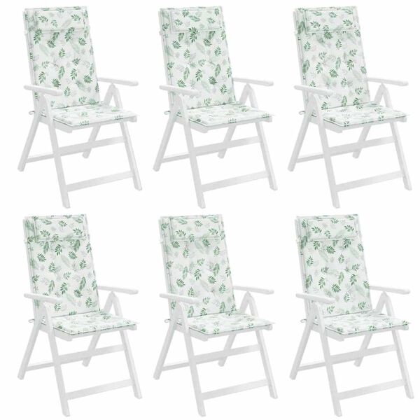 vidaXL Stoelkussens 6 st hoge rug bladpatroon oxford stof