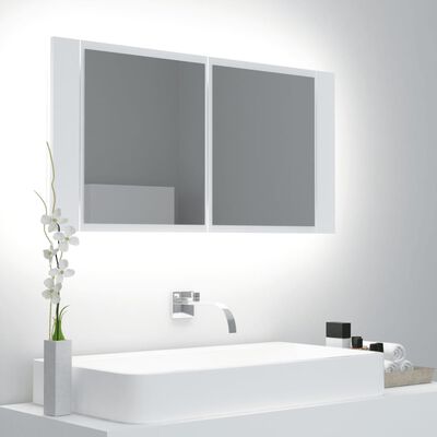 vidaXL Badkamerkast met spiegel en LED 90x12x45 cm wit