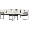 vidaXL Tuinbankenset 2 st Zwart en Cr&egrave;me Poly Rattan Staal