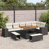 vidaXL Tuin Sofa Set met kussen 9 pcs Zwart en Cr&egrave;me poly rattan