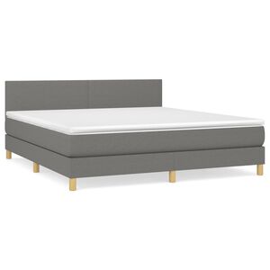 vidaXL Boxspring met matras stof donkergrijs 160x200 cm