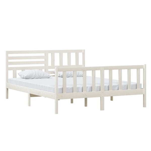 vidaXL Bedframe massief hout wit 160x200 cm