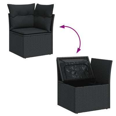 vidaXL 14-delige Loungeset met kussens poly rattan zwart