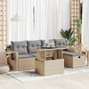 vidaXL 6-delige Loungeset met kussens poly rattan beige
