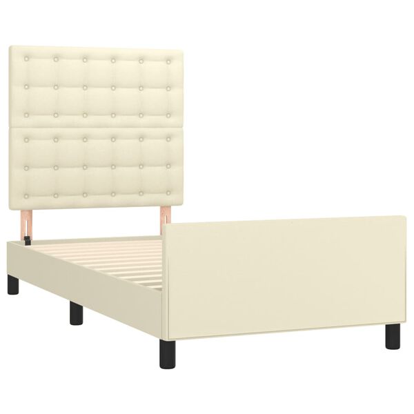 vidaXL Bedframe met hoofdbord kunstleer cr&egrave;mekleurig 80x200 cm