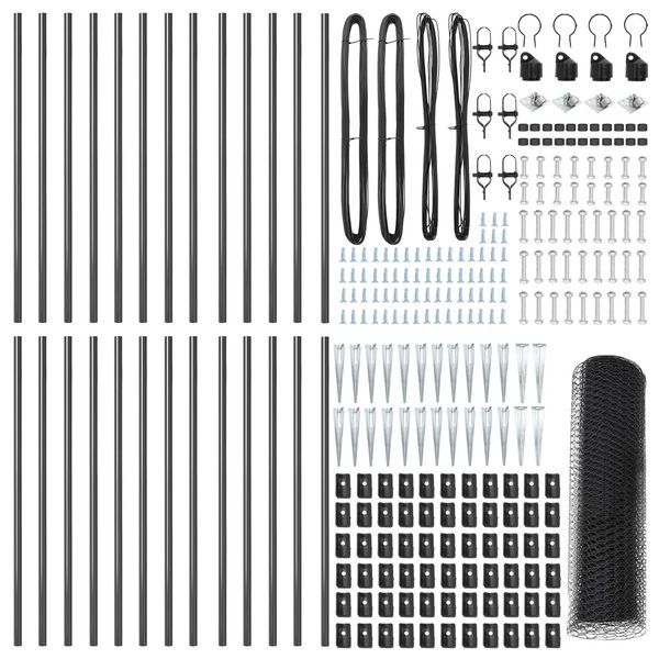 vidaXL Afrasteringspaal Grijs 50 x 0,6 m (25 mm gaas) Staal en PVC