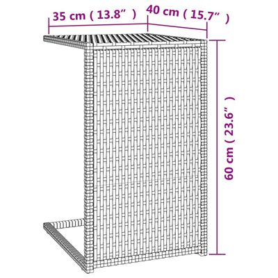 vidaXL Bijzettafel C-vormig 40x35x60 cm poly rattan bruin