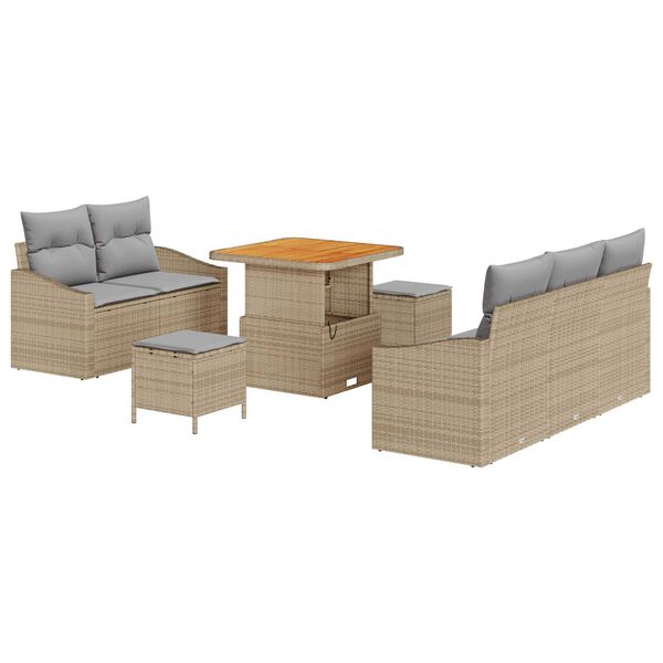vidaXL Tuin Sofa Set met kussen 8 pcs Beige Poly riet