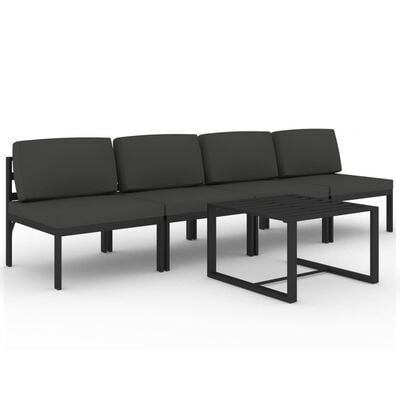 vidaXL 5-delige Loungeset met kussens aluminium antracietkleurig