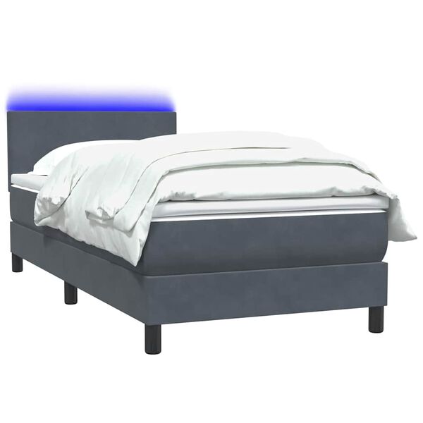 vidaXL Boxspring met matras en LED fluweel donkergrijs 90x210 cm