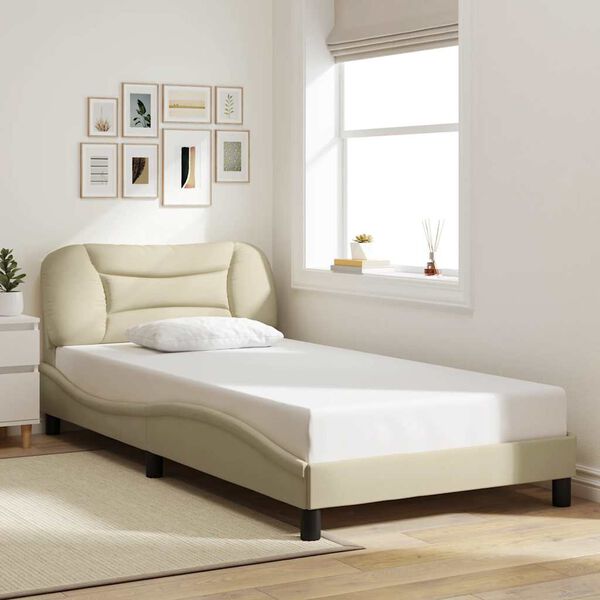 vidaXL Bedframe zonder matras "Hvar" 100x200 cm stof cr&egrave;mekleurig