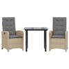 vidaXL 3-delige Tuinset met kussens poly rattan gemengd beige