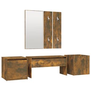 vidaXL Garderobe set bewerkt hout gerookt eikenkleurig
