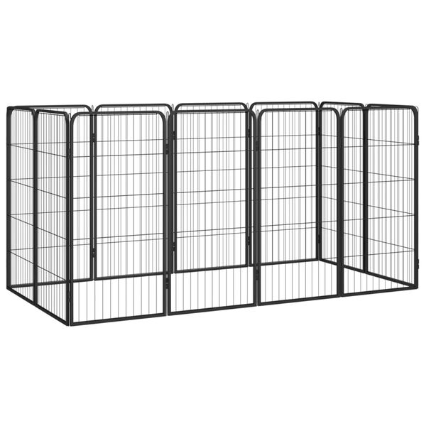 vidaXL Hondenkennel 12 panelen 50 x 100 cm gepoedercoat staal zwart