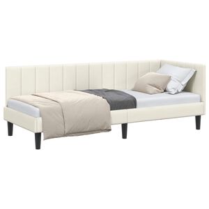vidaXL Hoekbedframe met hoofdeinde Cr&egrave;me 80 cm x 200 cm Fluweel