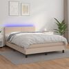 vidaXL Boxspring met matras en LED kunstleer cappuccinokleur 140x190cm