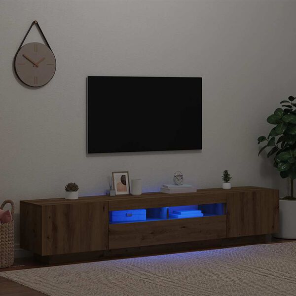 vidaXL Tv-meubel met LED 200x35x40 cm bewerkt hout artisanaal eiken