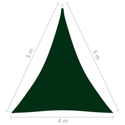 vidaXL Zonnescherm driehoekig 4x5x5 m oxford stof donkergroen