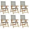 vidaXL Tuinstoelen 6 st verstelbaar poly rattan en massief hout grijs