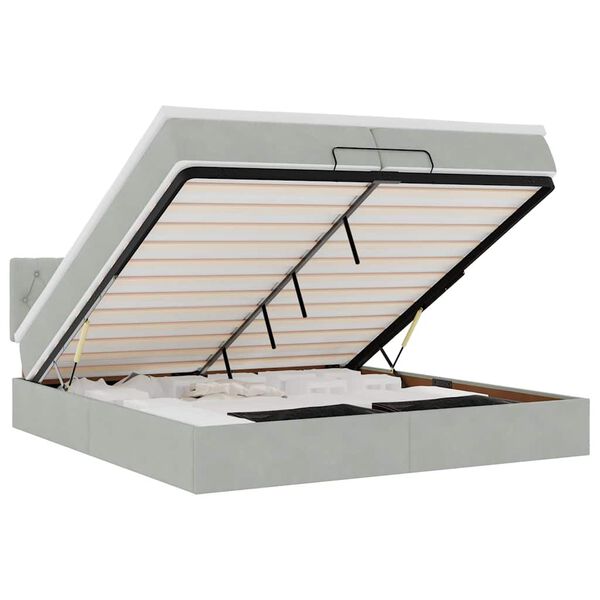 vidaXL Ottoman bed met matras 200x200 cm fluweel lichtgrijs