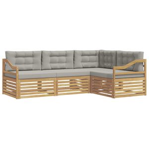 vidaXL Buiten bankenset 4 st 4-zits Wit en Lichtgrijs Polyester