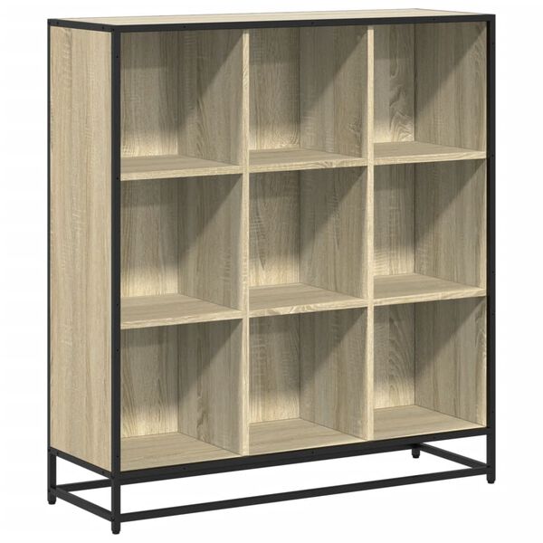 vidaXL Boekenkast 97,5x33x107,5 cm bewerkt hout en metaal sonoma eiken