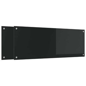vidaXL Keuken Achterwand 2 pcs Zwart 110 x 40 cm gehard glas