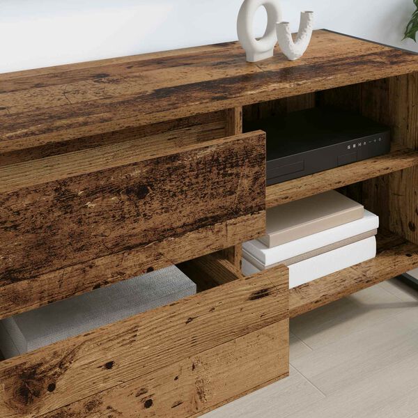 vidaXL TV-kast met lade Oud Hout 100 x 36 x 49,5 cm Bewerkt hout