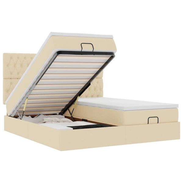 vidaXL Ottoman bed met matrassen 180x200cm stof cr&egrave;mekleurig