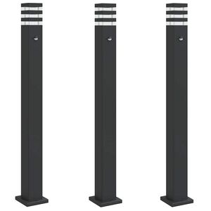 vidaXL Vloerlampen voor buiten 3 st met sensor 110 cm aluminium zwart