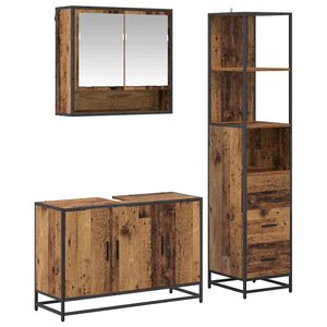 vidaXL Badkamermeubelset met lade 3 pcs Oud Hout Bewerkt hout