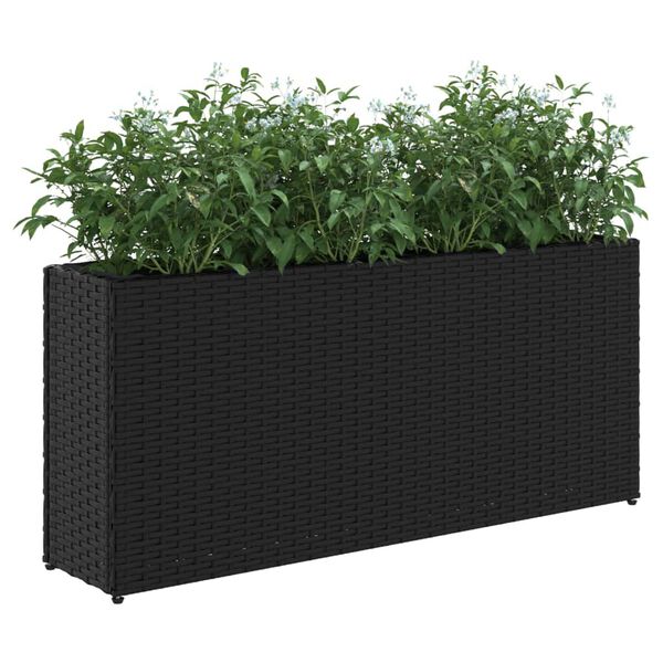 vidaXL Plantenbakken met 2 potten 2 st 90x20x40 cm poly rattan zwart