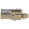 vidaXL Tuin Sofa Set met kussen 6 pcs beige en lichtgrijs poly rattan
