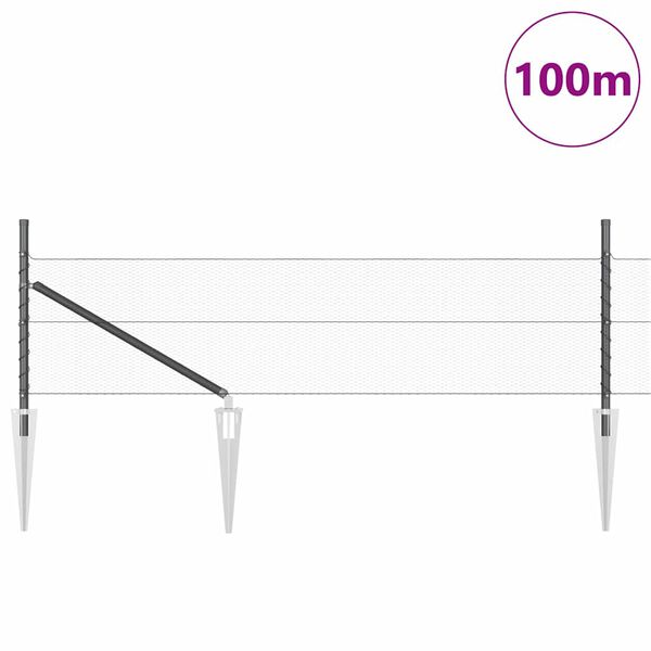 vidaXL Afrasteringspaal Grijs 100 x 0,8 m (13 mm gaas) Staal en PVC