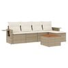 vidaXL 6-delige Loungeset met kussens poly rattan beige