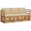 vidaXL Sofa-Sets 3 st Natuurlijk en Beige Massief Acaciahout