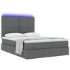 vidaXL Opbergbed met LED met matras Donkergrijs 140 x 200 cm Polyester