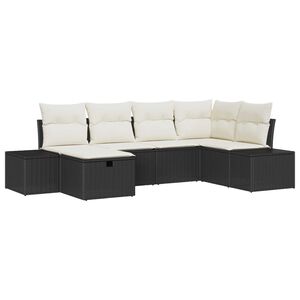 vidaXL Tuin Sofa Set met kussen 6 pcs Zwart poly rattan