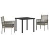 vidaXL Tuin eettafelset met kussen 3 pcs Grijs poly rattan